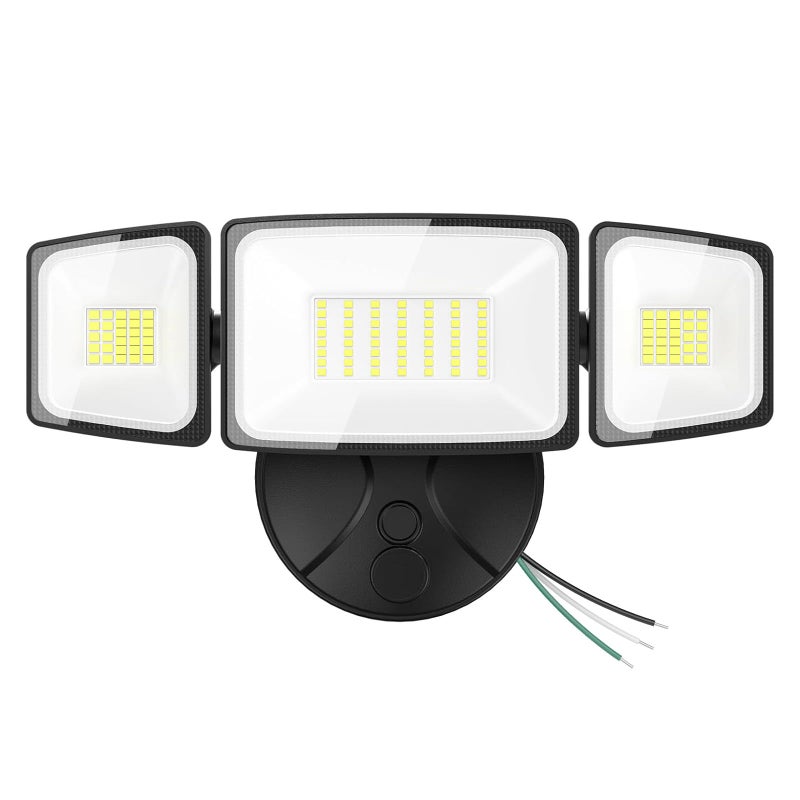 Onforu أضواء الفيضانات الخارجية Onforu 75W، 7000LM سطوع أضواء الأمان مع تحكم في المفتاح، 3 رؤوس قابلة للتعديل، IP65 مقاومة للماء، 6500K أضواء LED خارجية مثبتة على الحائط - Image 1